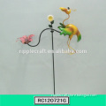 Shining Metal Bird Garden balance Stake Decoration with Flower